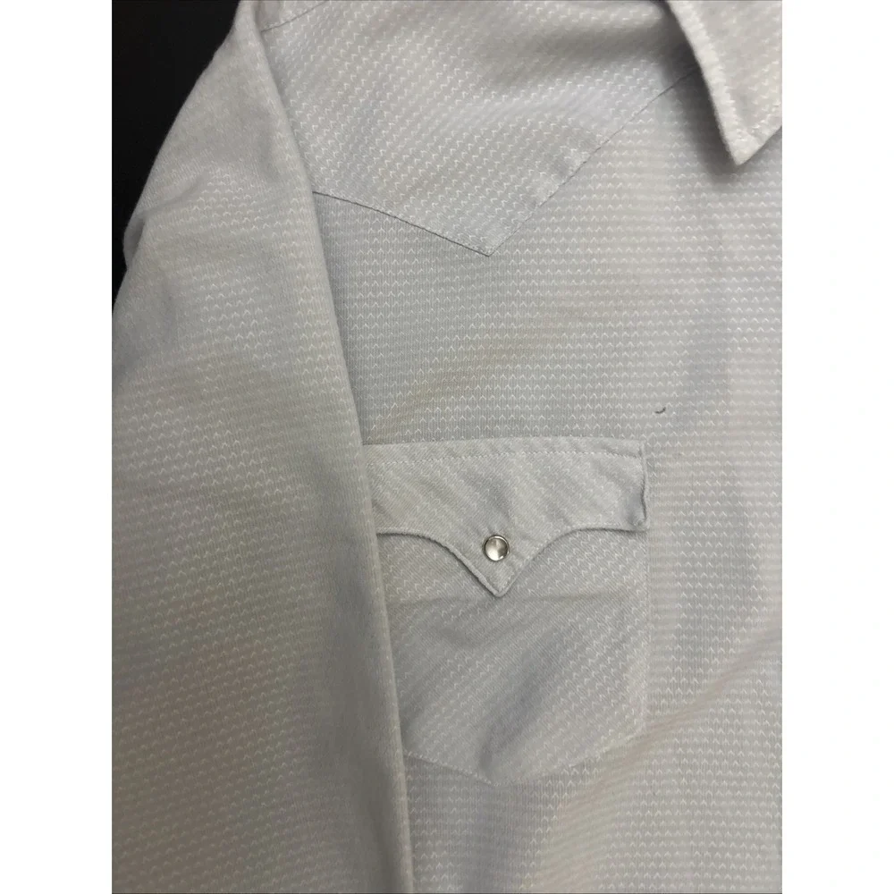 Western Karman  Pearl Snap Shirt Men's Ivory Long Sleeve Size XL Extra long tail